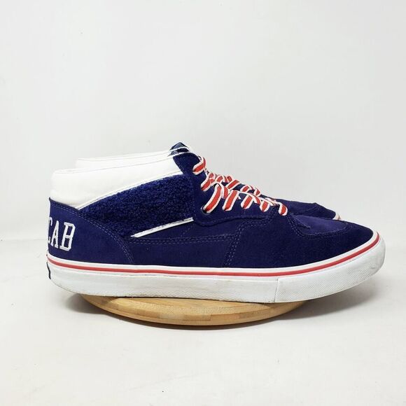 Vans Half Cab Pro Shoes Men 12 Blue Suede College Retro Skate Fat Tongue Sneaker - Picture 7 of 14